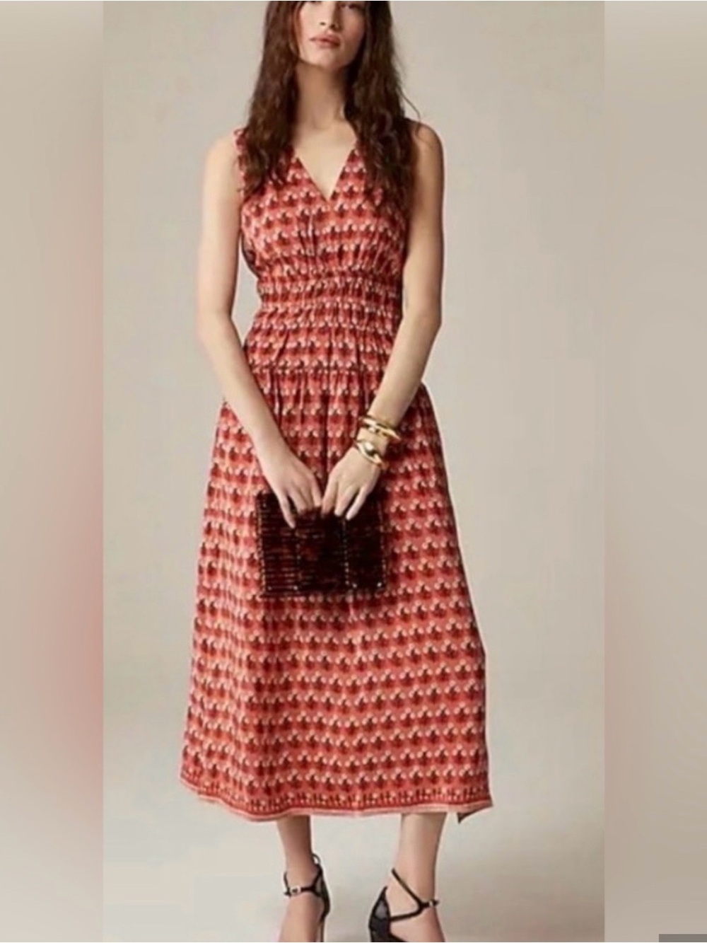 J. Crew Hyacinth Dress - Coral Block Print